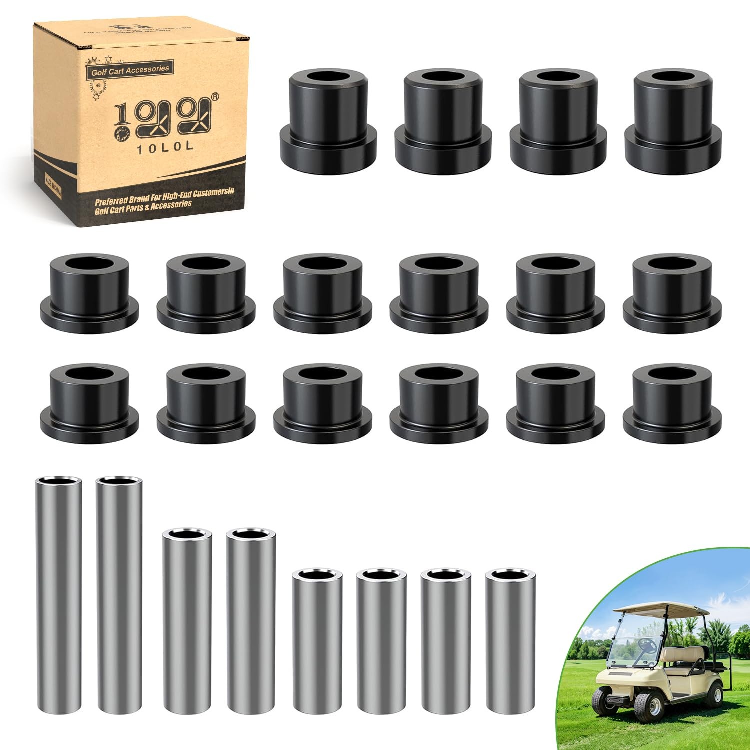 10L0L Front Leaf Spring & Upper A Arm Bushing Kit for Club Car DS Golf Cart 1992