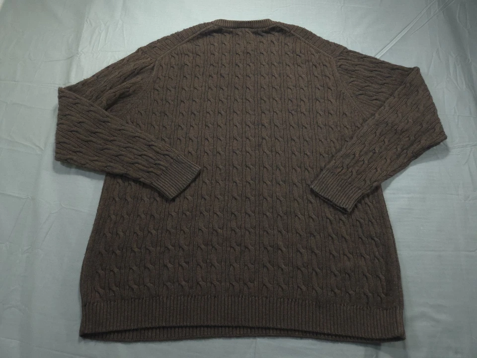 Suéter Lacoste Para Hombre Extra Grande Marrón Pescador Cable Tejido Lana Algodón Foto 2 de 4