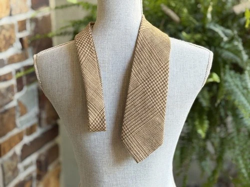 NWT Polo Ralph Lauren Glen Plaid Silk-Linen-Wool Tie Brown/Tan Made Italy $125 - product listing photo