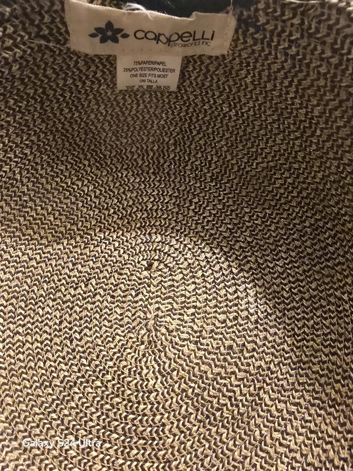 CAPPELLI Straworld女式宽边太阳帽黑色表带可拆卸汗带可爱 — 第 3/4 张图片