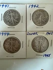 4 silver walking liberty halfs 41,42,44,45