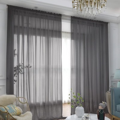 Window Dark Gray Sheer Curtains 72 Inches Long 2 Panels Sheer Curtain Basic Rod