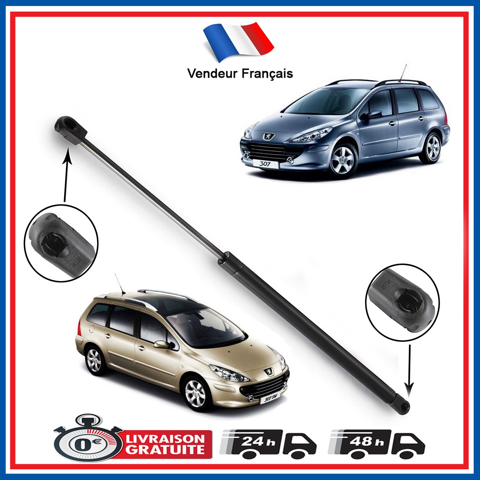 Vérin de hayon Peugeot 307 SW idéal pour charger le coffre de votre break