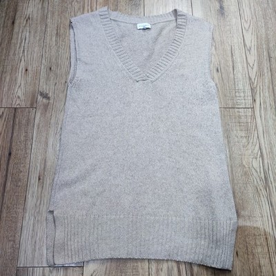 Bianco & Blu Beige 90% Kaschmir V-Ausschnitt Oversize Strick Pullover Weste Tank   S