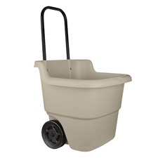 Taupe Resin Outdoor Garden Cart on Wheels 15.5 Gallon Yard Utility Storage Cart