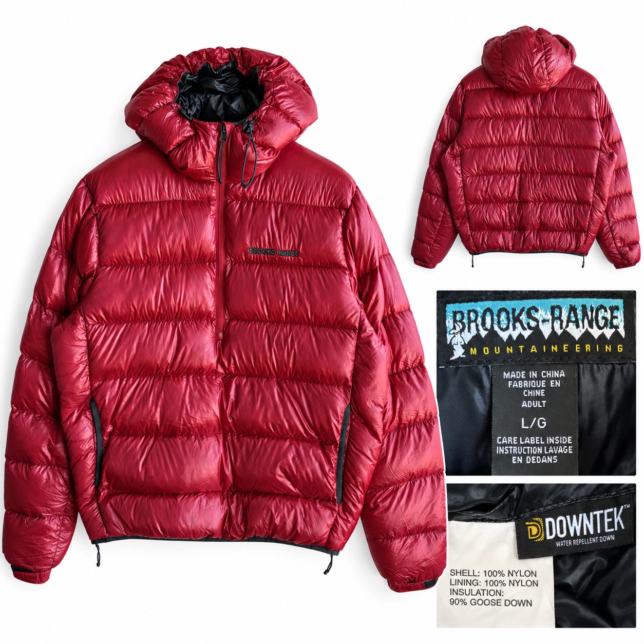 Brooks-Range Mountaineering DownTek Jacket Mens L Red 90%Goose Down Parka Puffer image 1