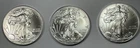 Lot Of 3-American Silver Eagles 1 oz 2009 2013 2021 Off-Quality/Abrasions
