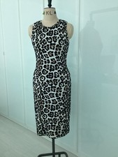 Michael Kors Dress M Leopard Animal Print Stretch Knit Sleeveless Bodycon Midi