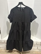 SHEIN Women’s Black Tiered Babydoll Dress Size Large Short Sleeve Casual