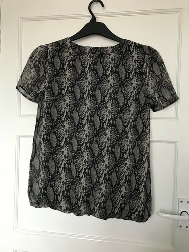 Papaya Matalan Grey Black Snakeskin Print Short Sleeve Elasticated Waist UK 10 - Picture 5 of 5