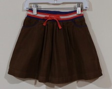 Mini Boden Size 3/4 Girls Brown Orange/Purple Trim Elastic Waist Corduroy Skirt
