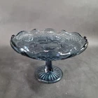 Vintage Fenton Glass Regency Federal Blue Footed Dish 8" diameter