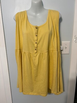 NWT Sonoma Cider Yellow Sleeveless Scoop Neck Tank Top         Plus Size 4X