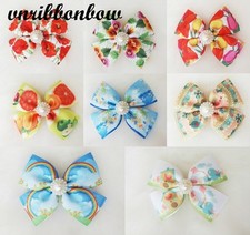 SUMMER THEME Handmade Girl Hair Accessories Four Wings Ribbon Bows Clips Bobbles