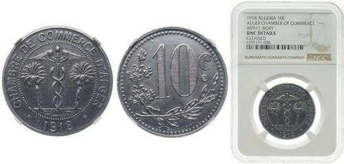 Algeria 1918 10 Centimes Aluminium NGC UNC