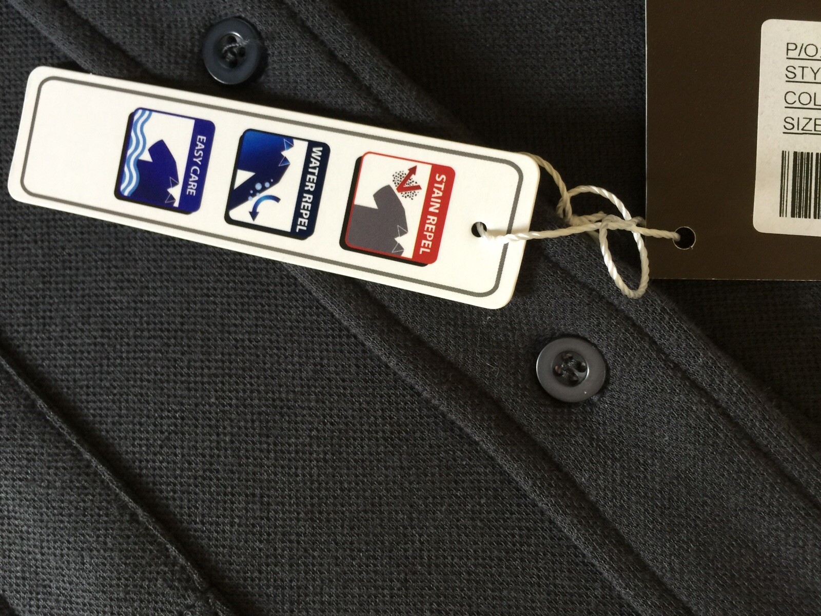 NWT Men Harriton Shirt Long Sleeve L/S Large Black Pique Pocket DuPont Pioneer