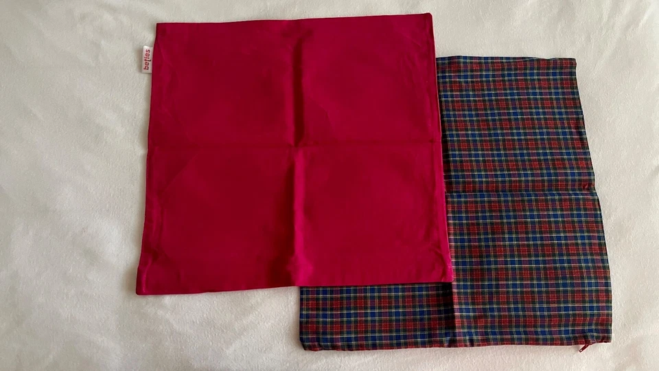 2er Pack Kissenbezug, Kissenhülle 40x40 cm, Kariert, Uni Jersey Baumwolle Set - Bild 1 von 4