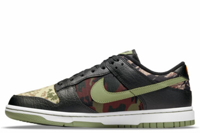 SB DUNK Nike DH0957-100 カモフラージュスニーカー DH0957-100 Nike Dunk Low SE Sail Multi Camo White Vintage Green