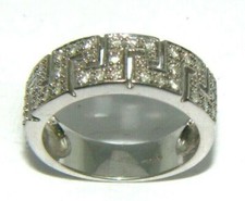 Ladies womens 9ct 9carat white gold & diamond band ring uk size N 1/2 