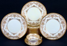 Antique Lunch service for 12 of Minton for Tiffany Gilded Plates, gilt,gold,set