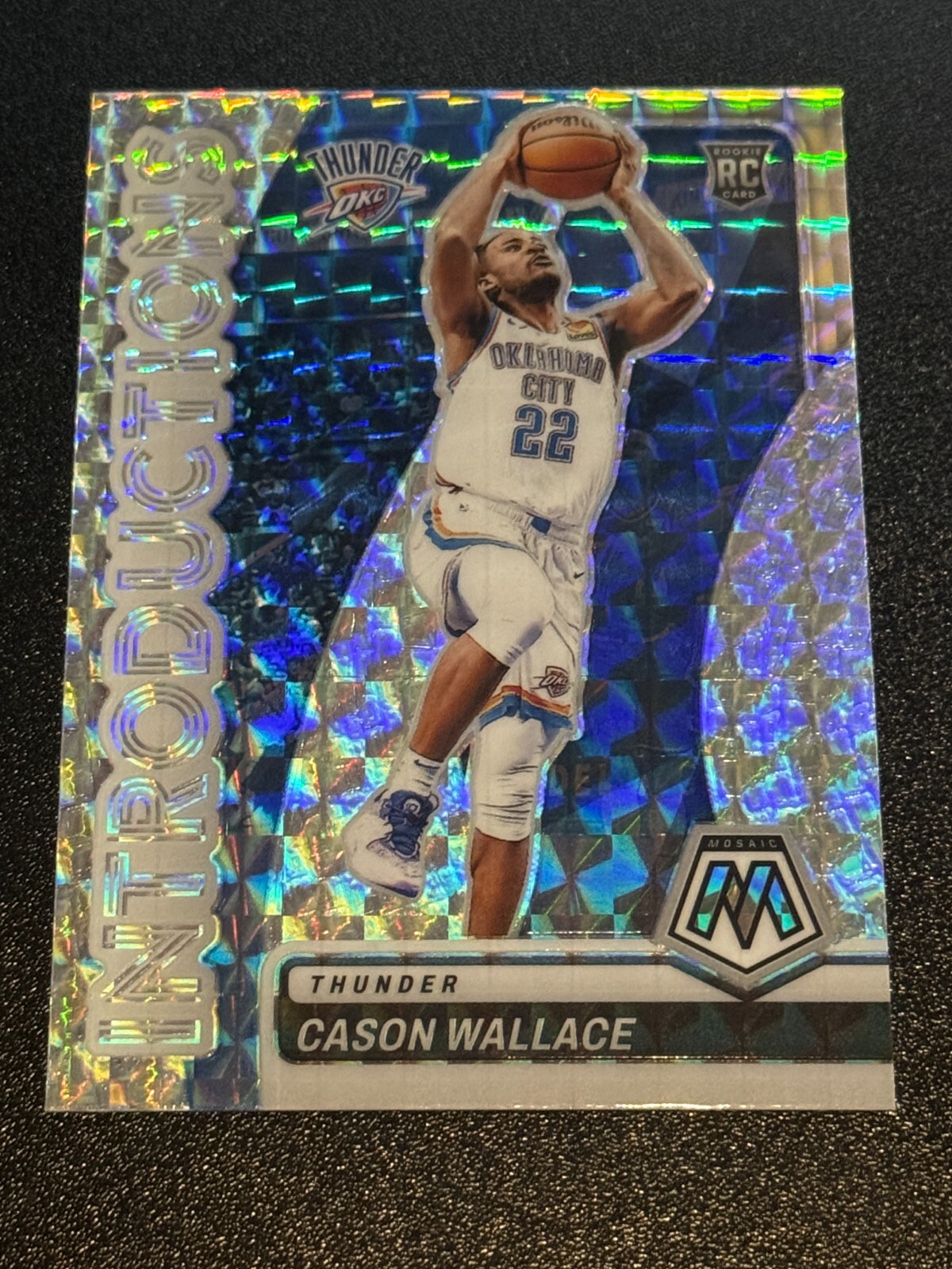 💥2023-24 Panini Mosaic Cason Wallace RC Introductions Silver Prizm-OKC💥