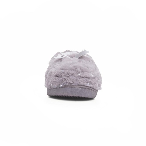 The Slipper Company Womens Slippers Grey Faux Fur Moccasin Loretta SIZE - Picture 2 of 8