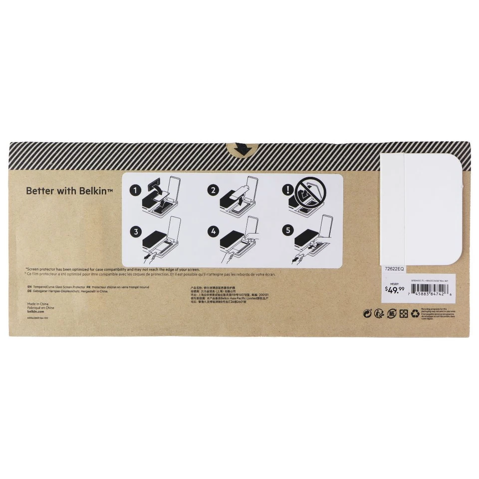 Protector de pantalla curvo templado Belkin ScreenForce Pro para Galaxy S22+/5Pk a granel* Foto 3 de 3