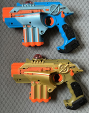 Nerf Lazer Tag Phoenix LTX Tagger Blue Gold Laser Tag Gun Set Tested/Works