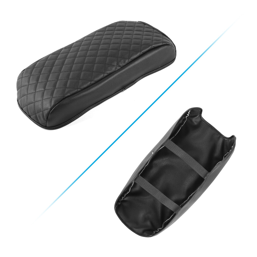 Black PU Leather Organization Box Armrest Pad Cover for Dodge Charger 300c 2011+