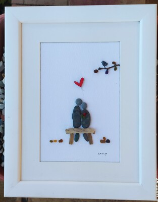 Couple pebble art picture gift,anniversary Birthday pebble art, Love gift