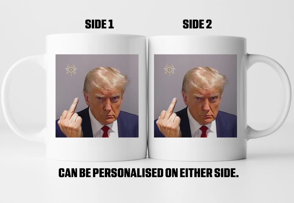 THE LANARK PRINT CO. Donald Trump Flipping Bird Giving Finger Mugshot Mug