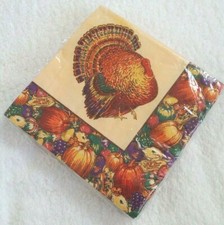 Autumn Turkey Thanksgiving Beverage Napkins 16 Count Amscan 