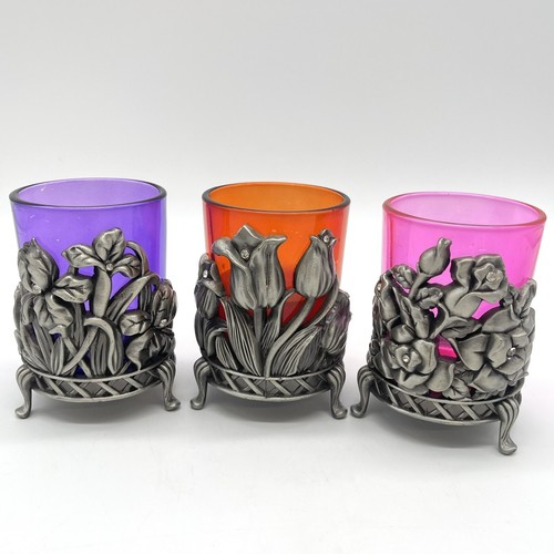 3 Candle Holder Votive Tea Light Floral themed Table Décor