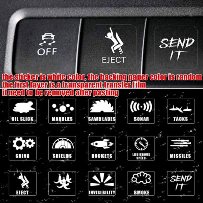 Funny Car Dashboard Button Switch On Off Sticker Decal Car Accessories
