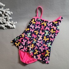 Girls One-Piece Swimsuit, Vivid Butterfly Floral Unicorn Printing Swimwear, 6-7