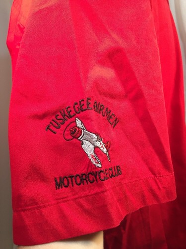 Tuskegee Airmen Motorcycle Club Button Front Red Shirt SS L Embroidered - Picture 6 of 10