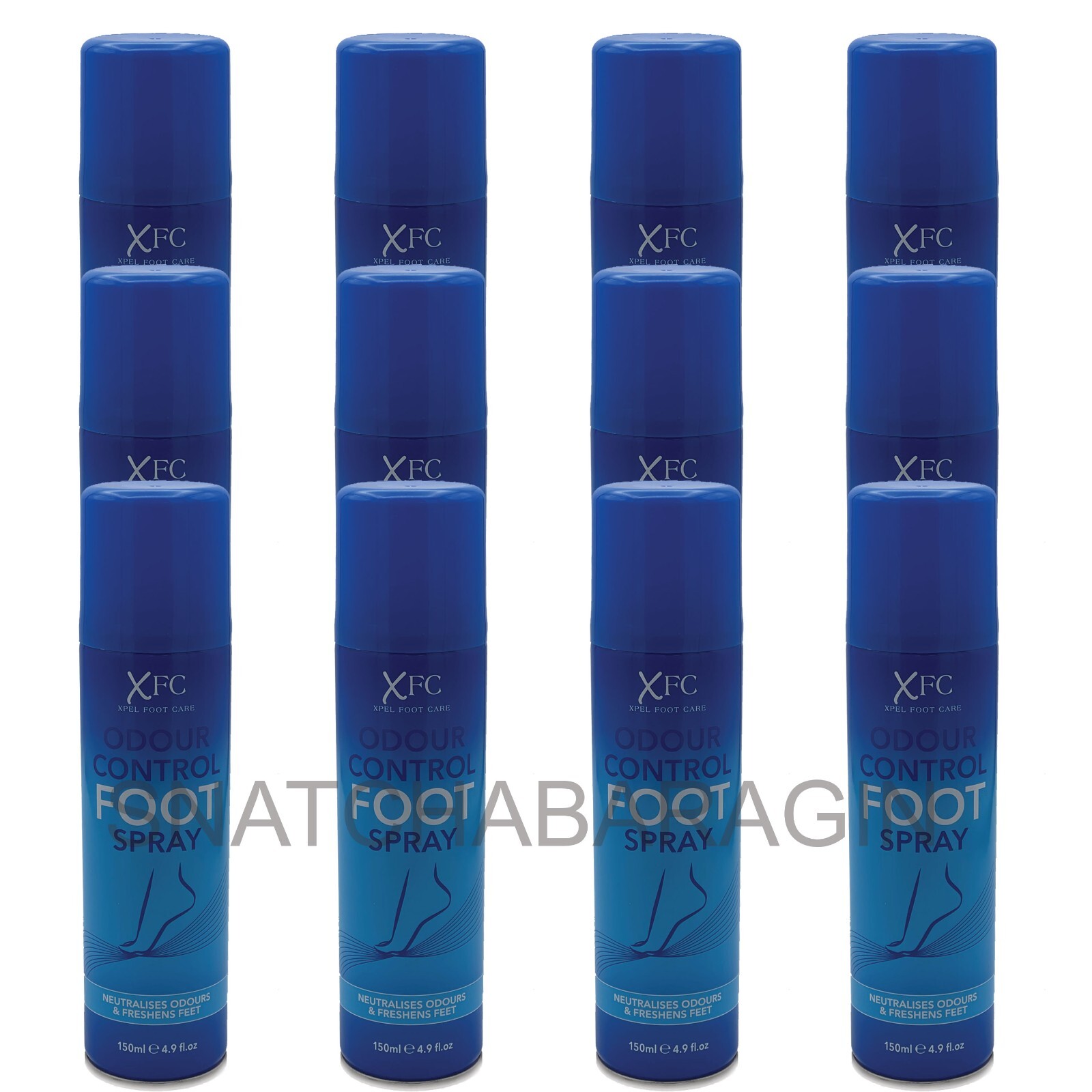 12 x XFC ODOUR CONTROL FOOT SPRAY 150ml NEUTRALISES ODOURS & FRESHENS FEET