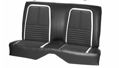 1967 Camaro Coupe Deluxe Rear Seat Upholstery in Black w/White Stripe