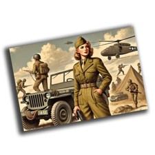 nice vintage US military woman retro WW2 Photo Glossy 4 6 in J43
