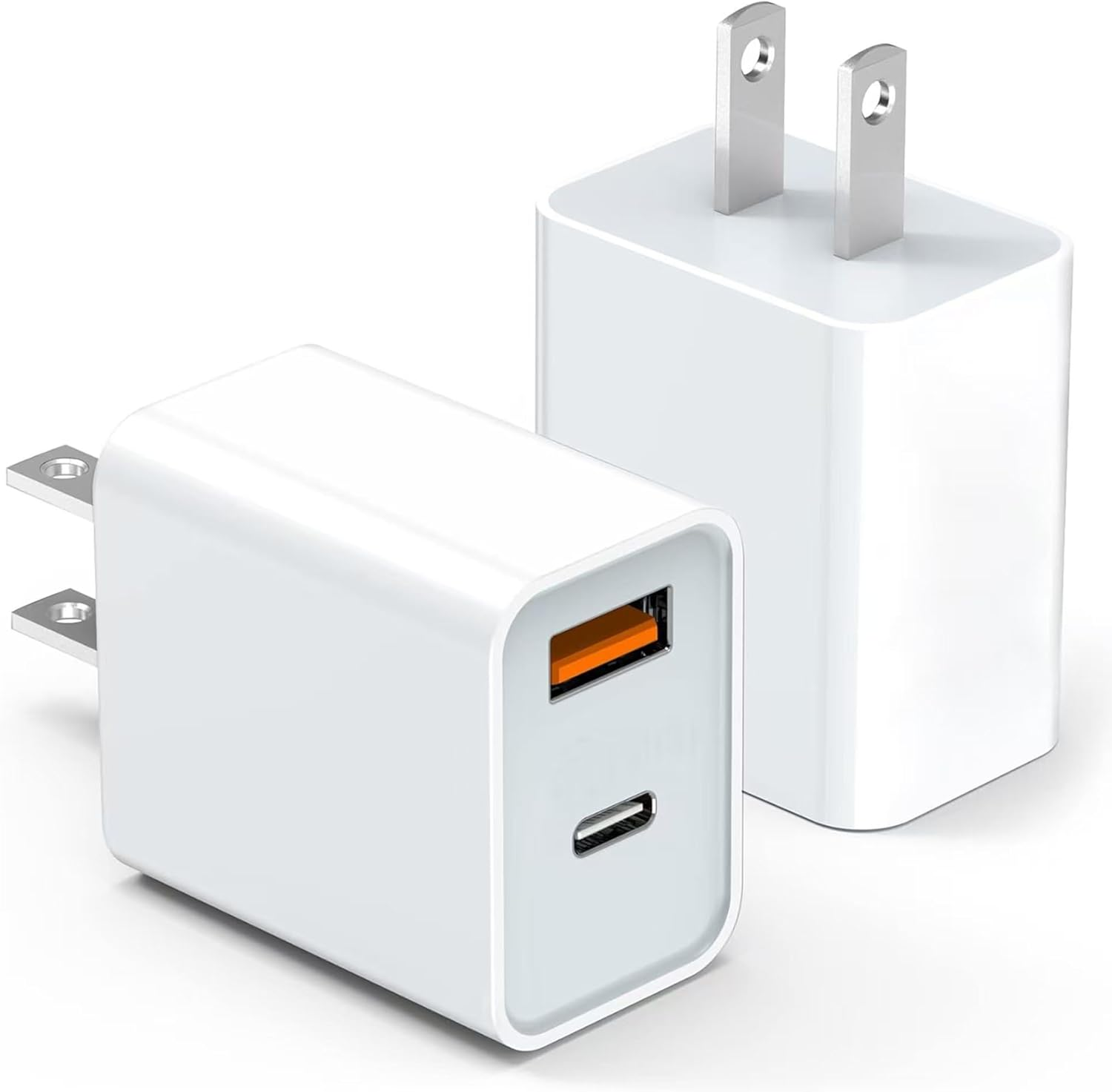 20W Dual Port USB C Charger Block 2 Pack for iPhone Fast PD QC  