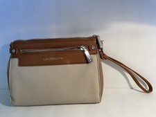 Liz Claiborne Elly Small Clutch Wrist strap Zip Tan/Brn Excellent Construction