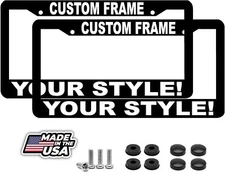  2 CUSTOM PERSONALIZED WHITE LETTERS customized vanity License Plate Frame