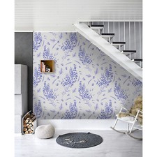 Watercolor flowers Non-woven wallpaper blue and gray wall mural photo mural