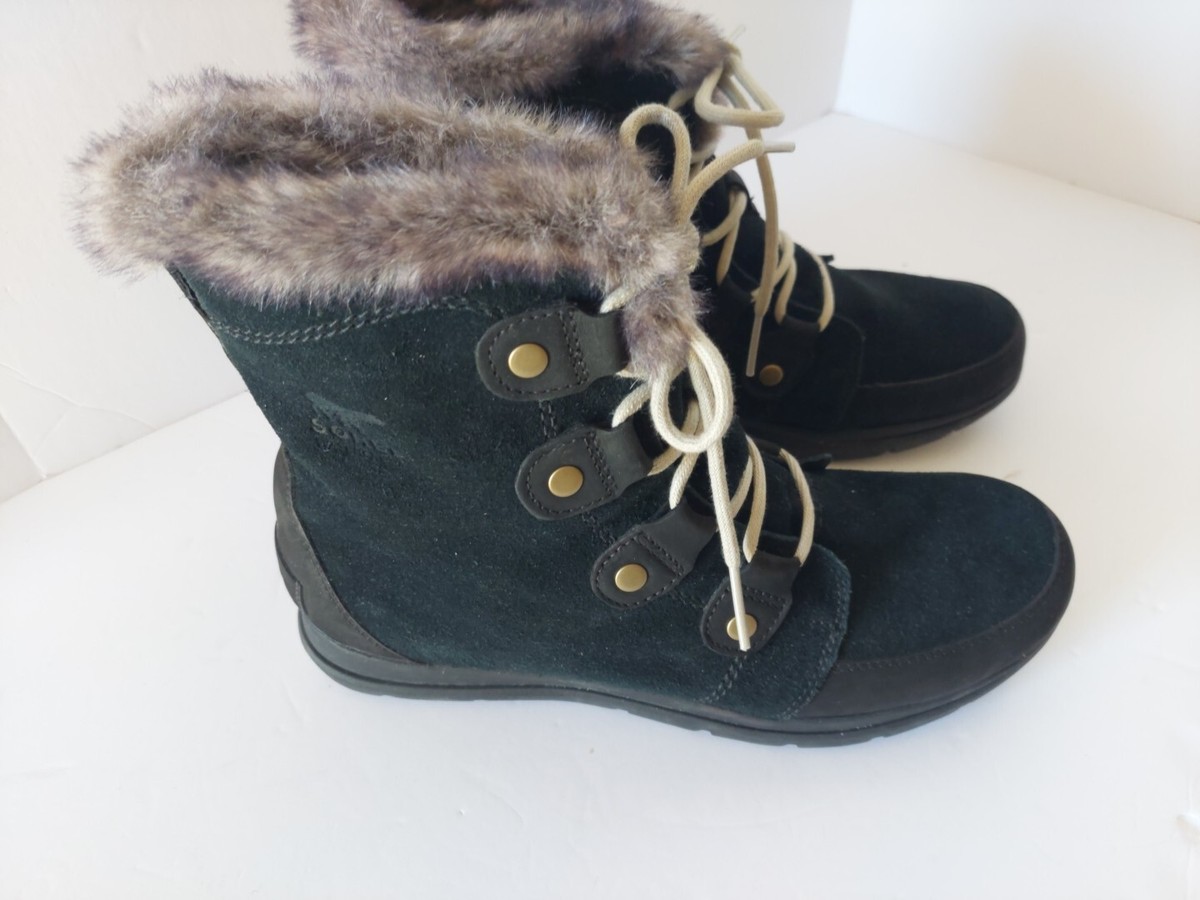 Sorel Explorer Joan Sorel Black Suede Boots Camel Brown Sorel