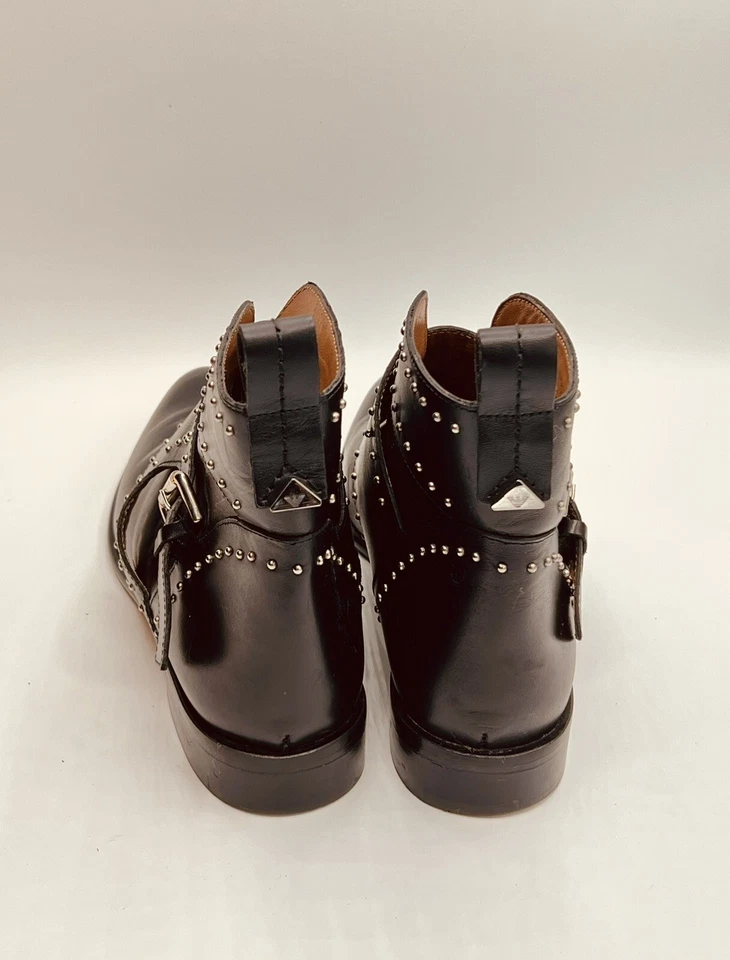 Botines Emporio Armani piel de becerro cuero negro tachonado hebilla correa 37/7 Foto 4 de 4