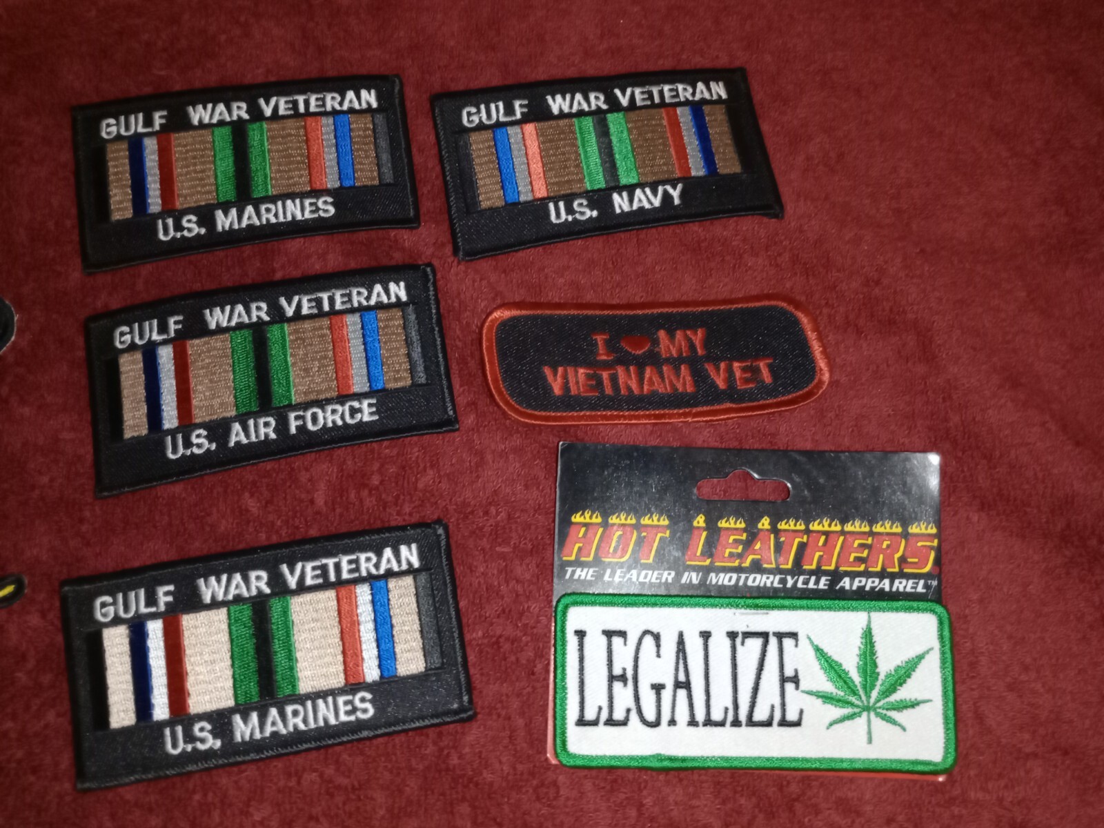 U.S. AIR FORCE COMBAT VETERAN GULF WAR MILITARY MOTORCYCLE VEST LOT OF 6 PATCHES