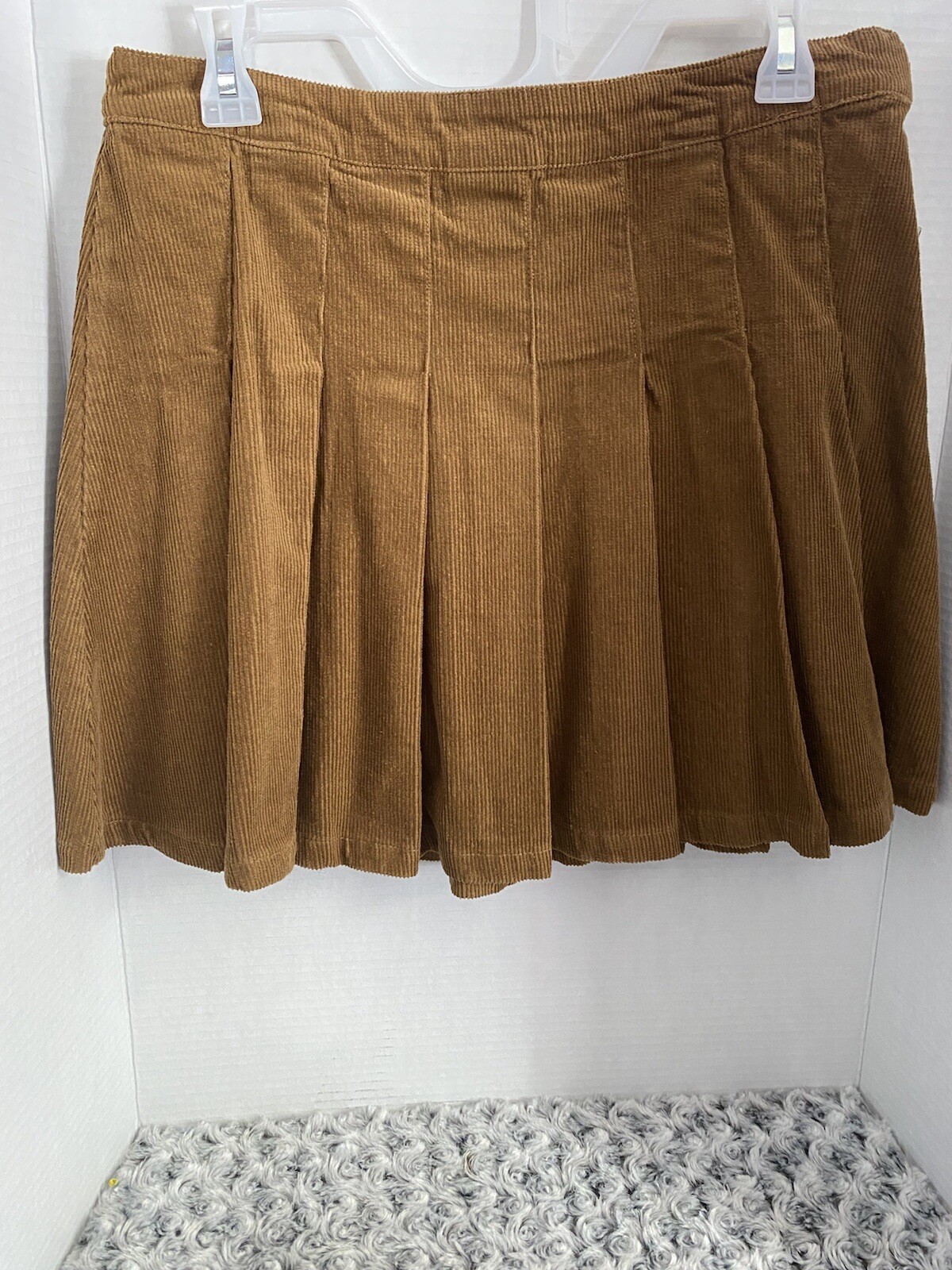 Skirt Women Indigo Rising Medium Brown Corduroy Box Pleated-image
