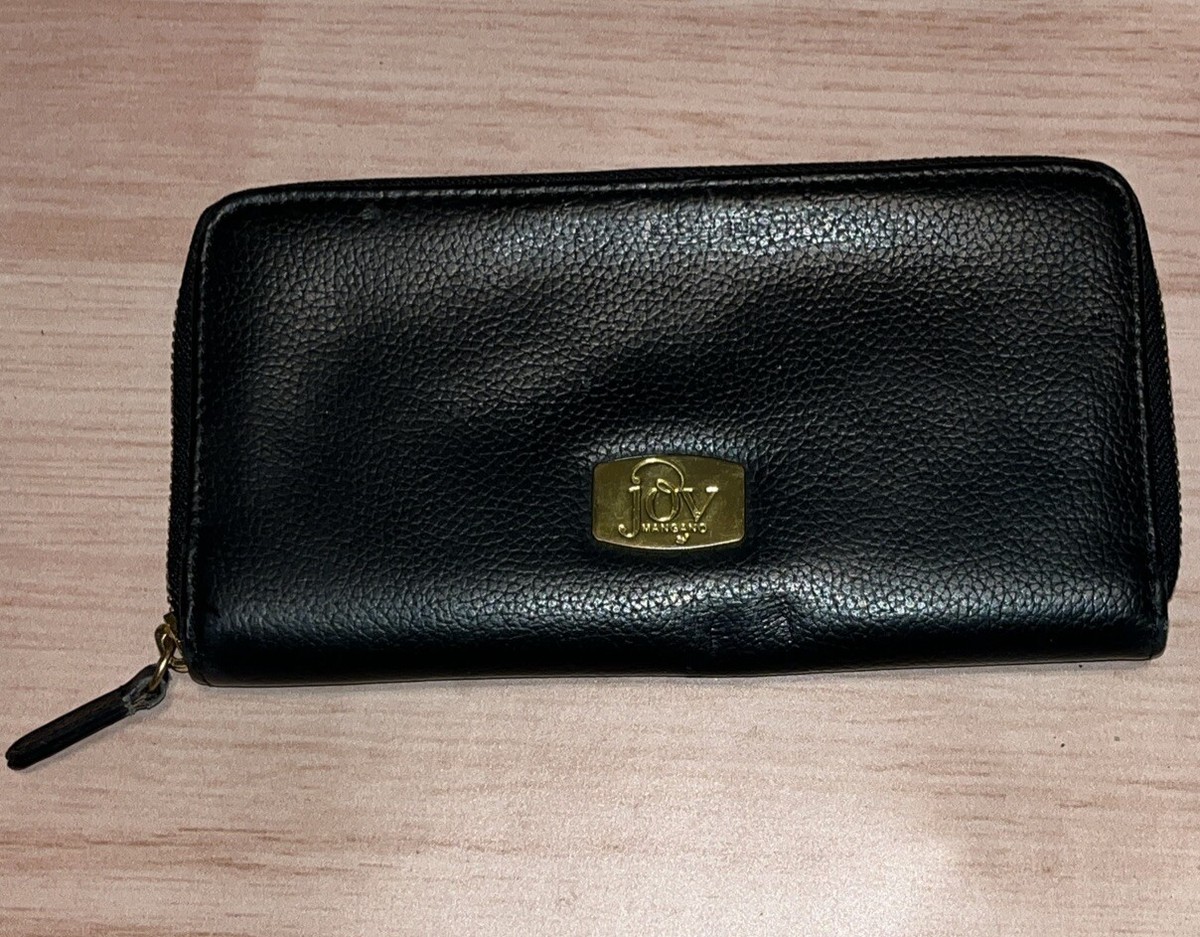 Joy Mangano Black Pebbled Leather Zip-Around Wallet 8”x 4.5” | eBay