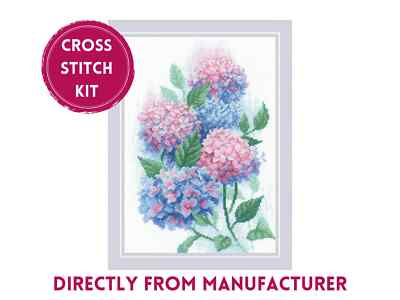 RIOLIS Gezählte Kreuzstichpackung 2139 Anmutige Hortensien, Rosa & Blaue Blumen