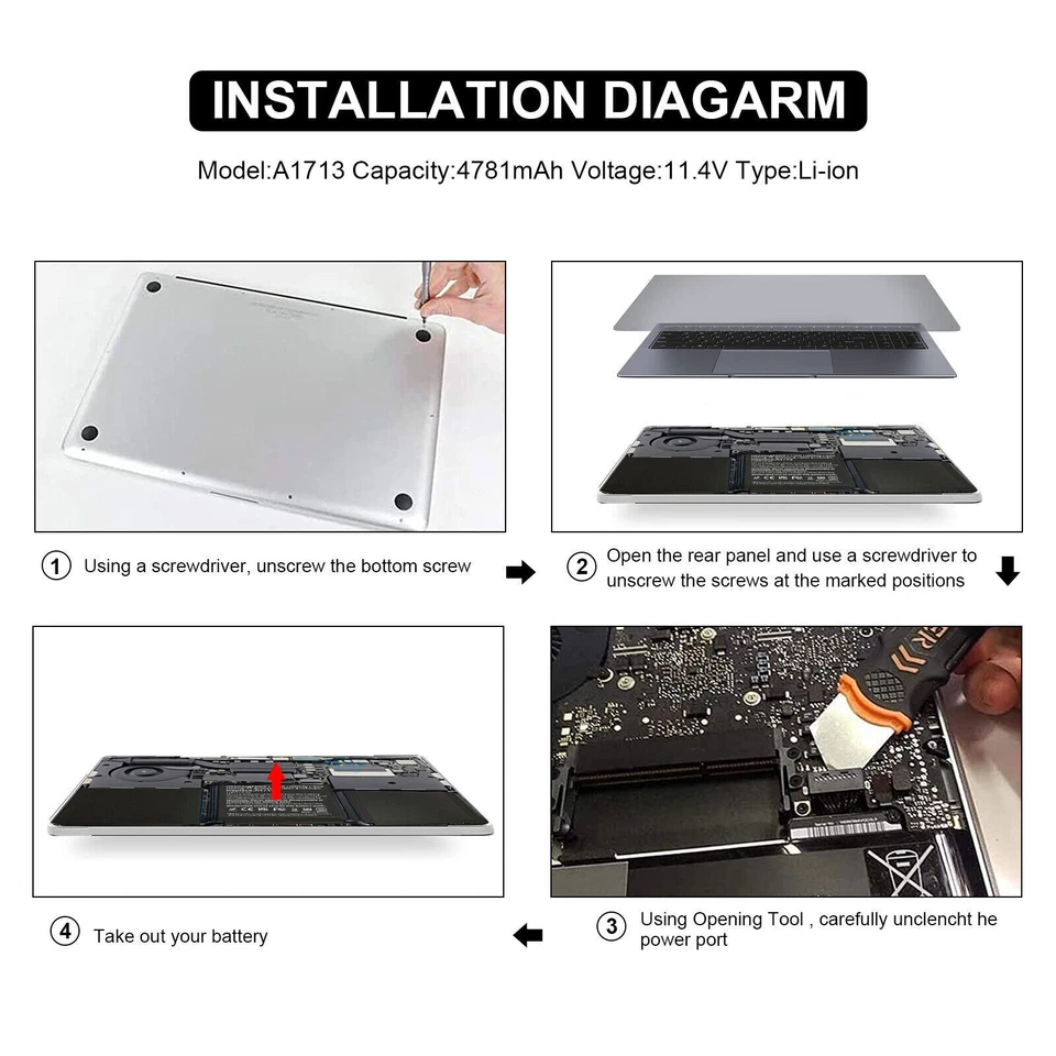✅LOT 20x A1708 A1713 Battery for MacBook Pro 13’’ A1708 Late 2016/ 2017 EMC 3164 - Image 3 of 4